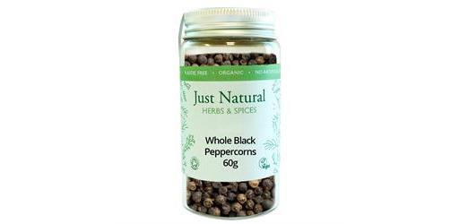 Black Peppercorns Jar Organic 50g