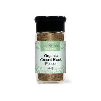 Ground Black Pepper Organic in Glass 50g