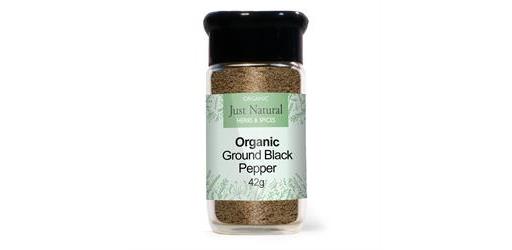 Ground Black Pepper Organic in Glass 50g