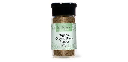 Ground Black Pepper Organic in Glass 50g